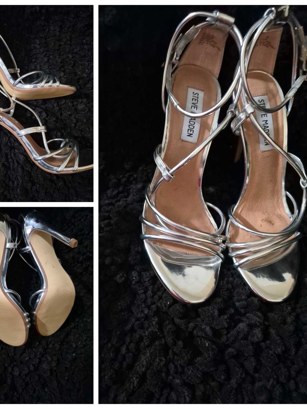 Steve Madden Silver Strappy Stiletto Sandals - Picture 2 of 7